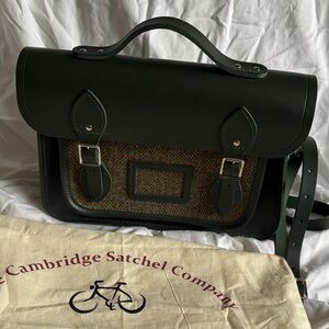 The Cambridge Satchel Company Dark Green and Brown Messenger Bag